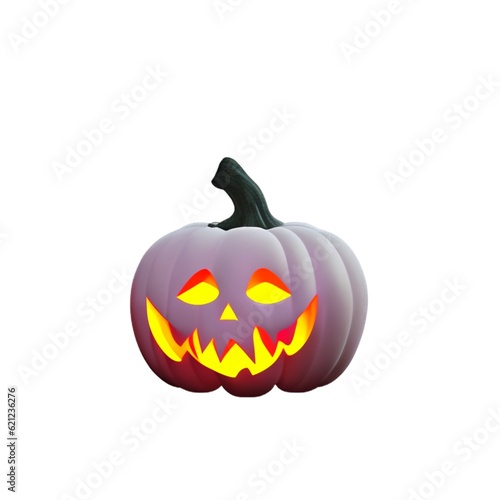 Funny Pumpkin cartoon for halloween Flying pumpkin plastic cartoon low poly 3d icon on white background
