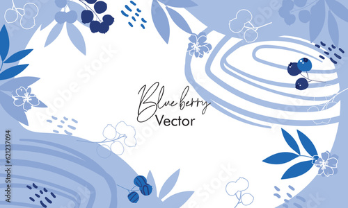 Set of Blueberry seamless pattern with simple berries in modern style. Natural background for wrapping paper and textiles