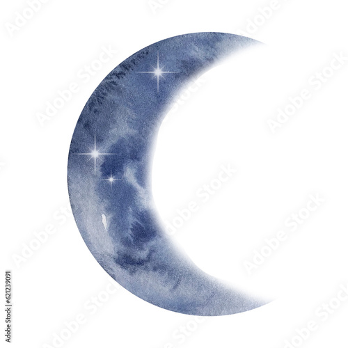 Watercolor light blue crescent moon © SvetaArt