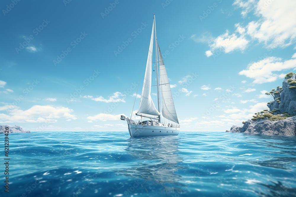 Generative AI a yacht floating in the ocean
