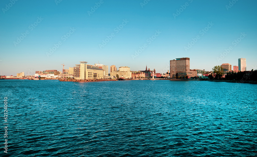 Malmo cityscape from harbor