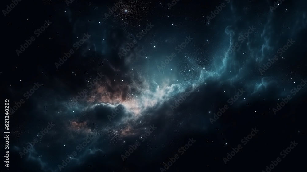 Nebula and stars in night sky. Generative AI