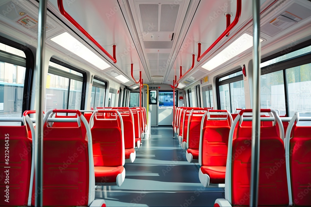 Experience Comfortable Public Transport with Modern City Bus Interior and Seats: Generative AI Experience Comfortable Public Transport with Modern City Bus Interior and Seats: Generative AI