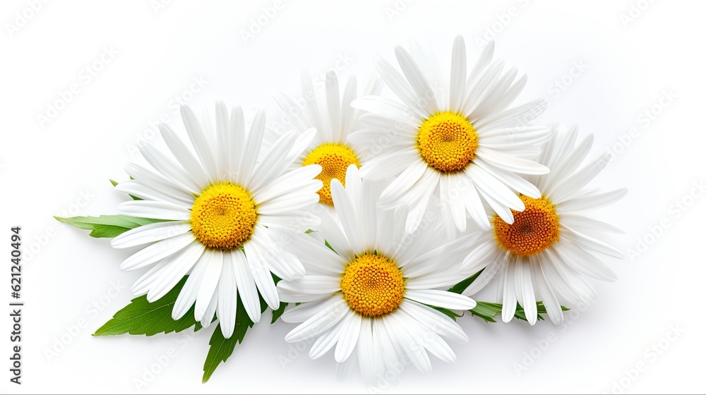 Fototapeta premium Isolated Daisy Flower on White Background for Package Design. Perfect for Cosmetic Product or Botanical Composition Element: Generative AI