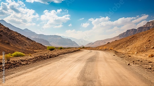 Exploring The Beauty of Dubai s Hajar Mountains on A Dirt Road in Arabian Sky. Generative AI