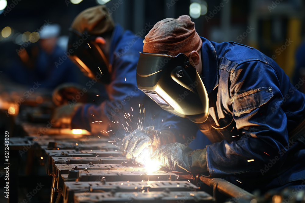 welder is welding metal , industry them bokeh and sparkle background welder is welding metal , industry them bokeh and sparkle background