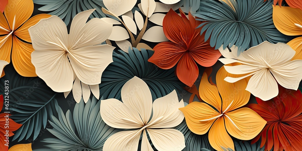 Fototapeta premium AI Generated. AI Generative. Boho ash art plant botanical flower exotic tropical pattern decoration texture background. Graphic Art