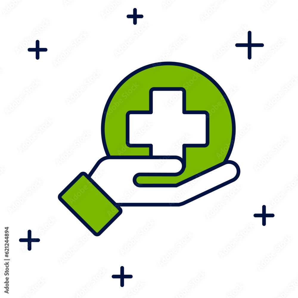 Obraz premium Filled outline Cross hospital medical icon isolated on white background. First aid. Diagnostics symbol. Medicine and pharmacy sign. Vector
