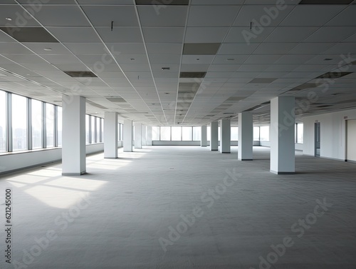 Industrial building interior for product display or industry background. AI generative