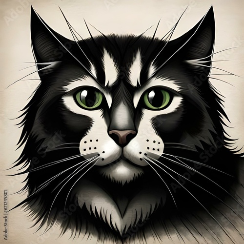 Black cat face. Generative AI © Rianah