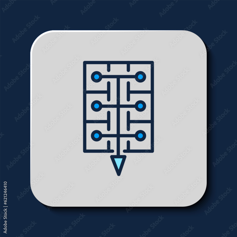 Filled outline Evacuation plan icon isolated on blue background. Fire escape plan. Vector Filled outline Evacuation plan icon isolated on blue background. Fire escape plan. Vector