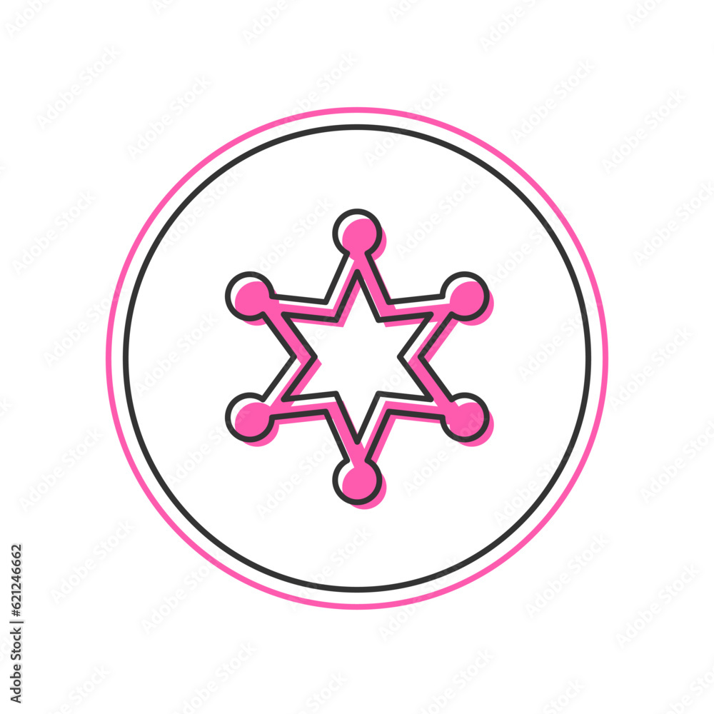 Filled outline Hexagram sheriff icon isolated on white background. Police badge icon. Vector Filled outline Hexagram sheriff icon isolated on white background. Police badge icon. Vector