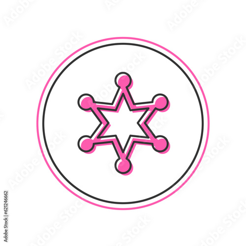 Filled outline Hexagram sheriff icon isolated on white background. Police badge icon. Vector