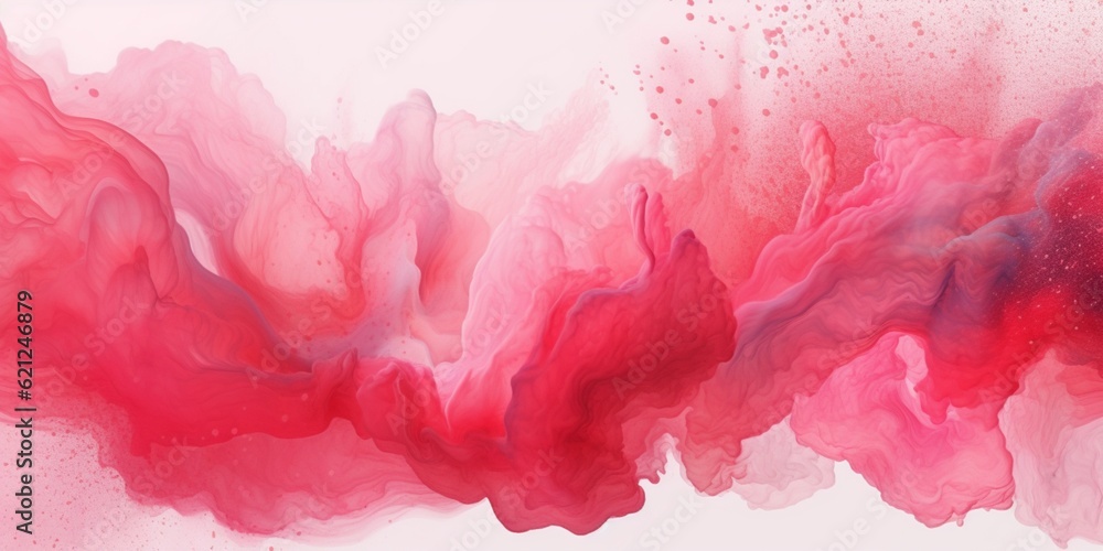 Fototapeta premium Red fluid watercolor abstract background. AI Generated