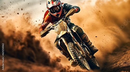 Tela Motocross rider in action on the ground, Generative AI