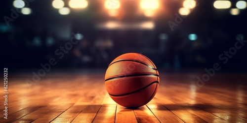Basketball ball on the court, Generative AI © AIExplosion