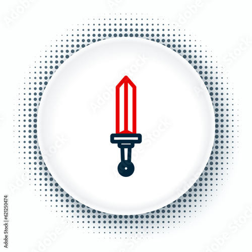 Line Medieval sword icon isolated on white background. Medieval weapon. Colorful outline concept. Vector