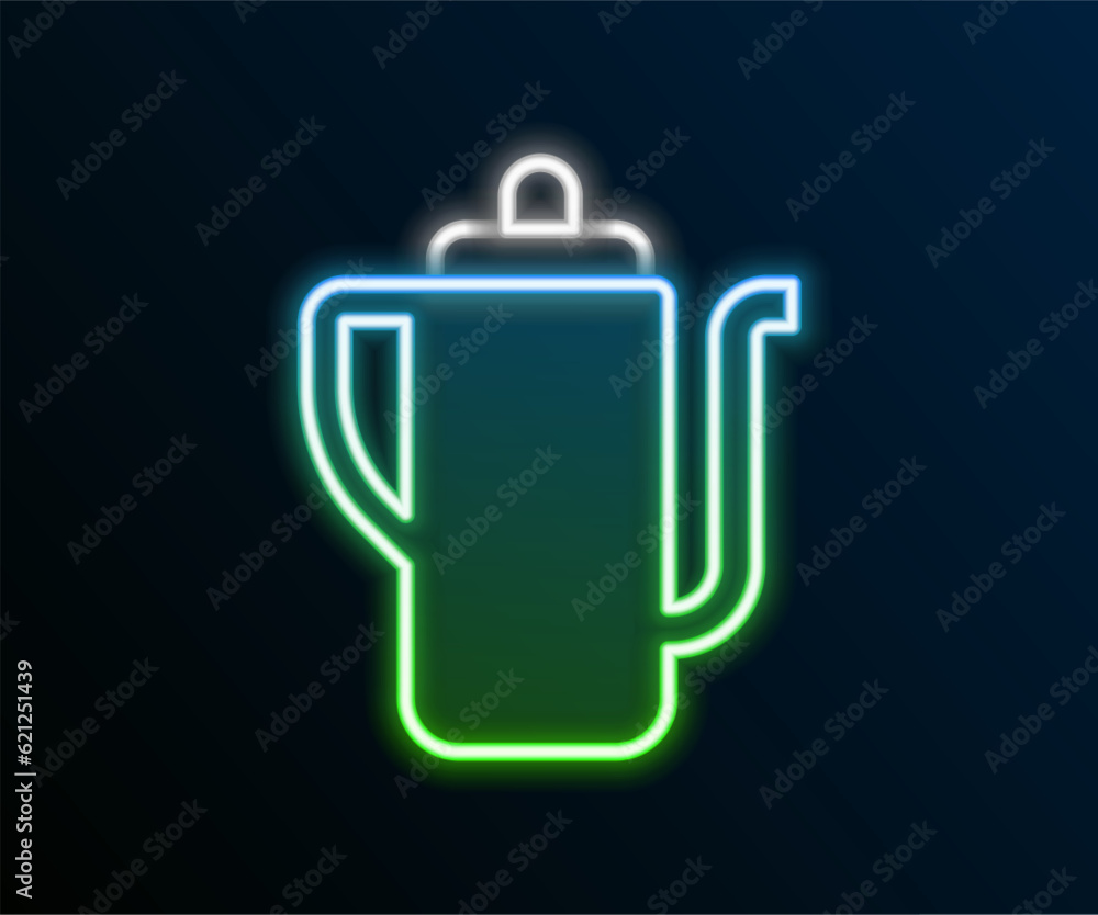 Glowing neon line Traditional Chinese tea ceremony icon isolated on black background. Teapot with cup. Colorful outline concept. Vector Glowing neon line Traditional Chinese tea ceremony icon isolated on black background. Teapot with cup. Colorful outline concept. Vector