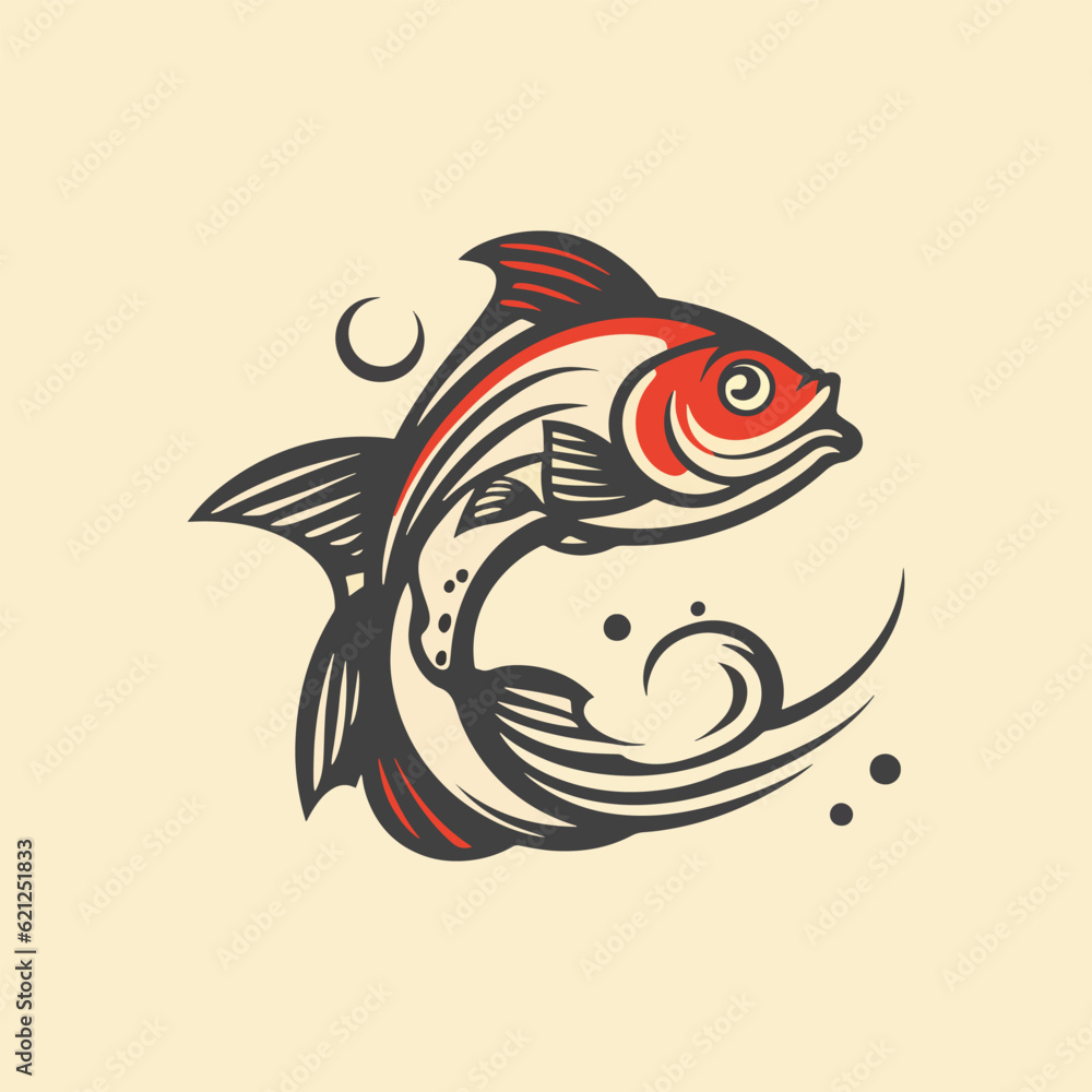 Creative fish logo design with dynamic waves, perfect for branding and business. Creative fish logo design with dynamic waves, perfect for branding and business.