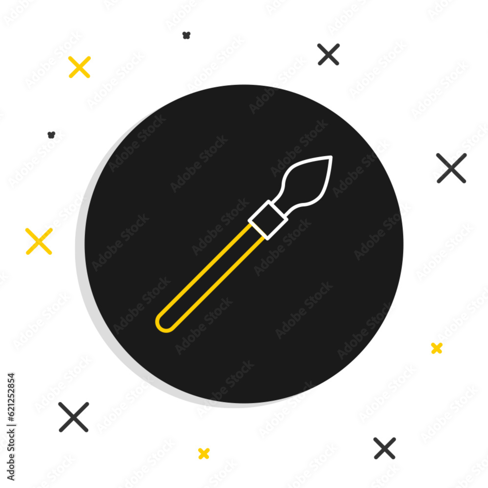 Line Medieval spear icon isolated on white background. Medieval weapon. Colorful outline concept. Vector