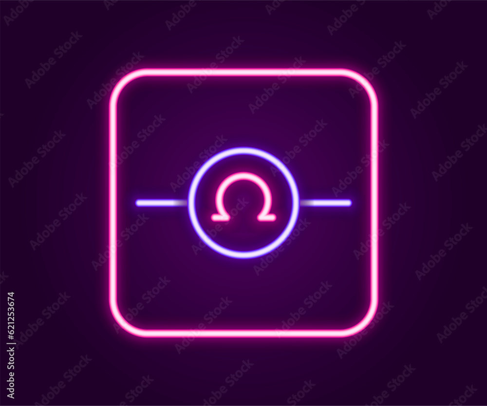 Glowing neon line Ohmmeter icon isolated on black background. Colorful outline concept. Vector Glowing neon line Ohmmeter icon isolated on black background. Colorful outline concept. Vector