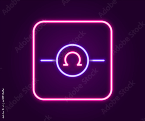 Glowing neon line Ohmmeter icon isolated on black background. Colorful outline concept. Vector