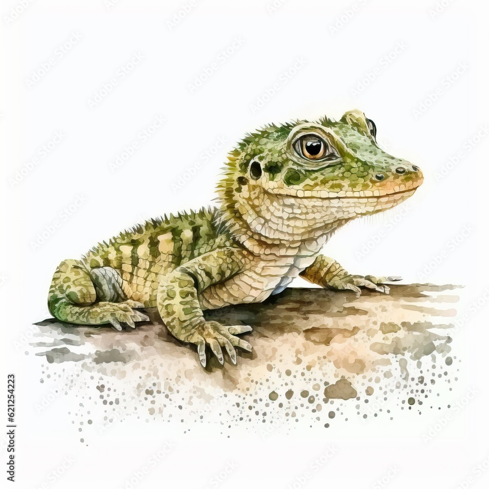 A drawing of a lizard sitting on a rock created with Generative AI technology A drawing of a lizard sitting on a rock created with Generative AI technology