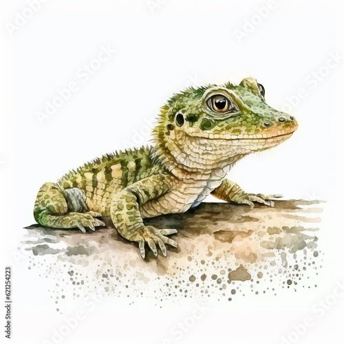 A drawing of a lizard sitting on a rock created with Generative AI technology