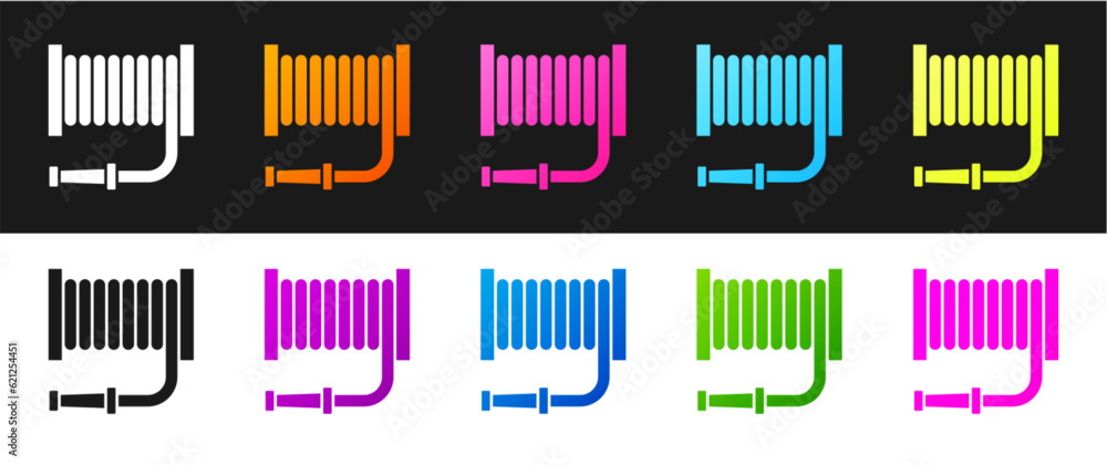 Set Fire hose reel icon isolated on black and white background. Vector Set Fire hose reel icon isolated on black and white background. Vector