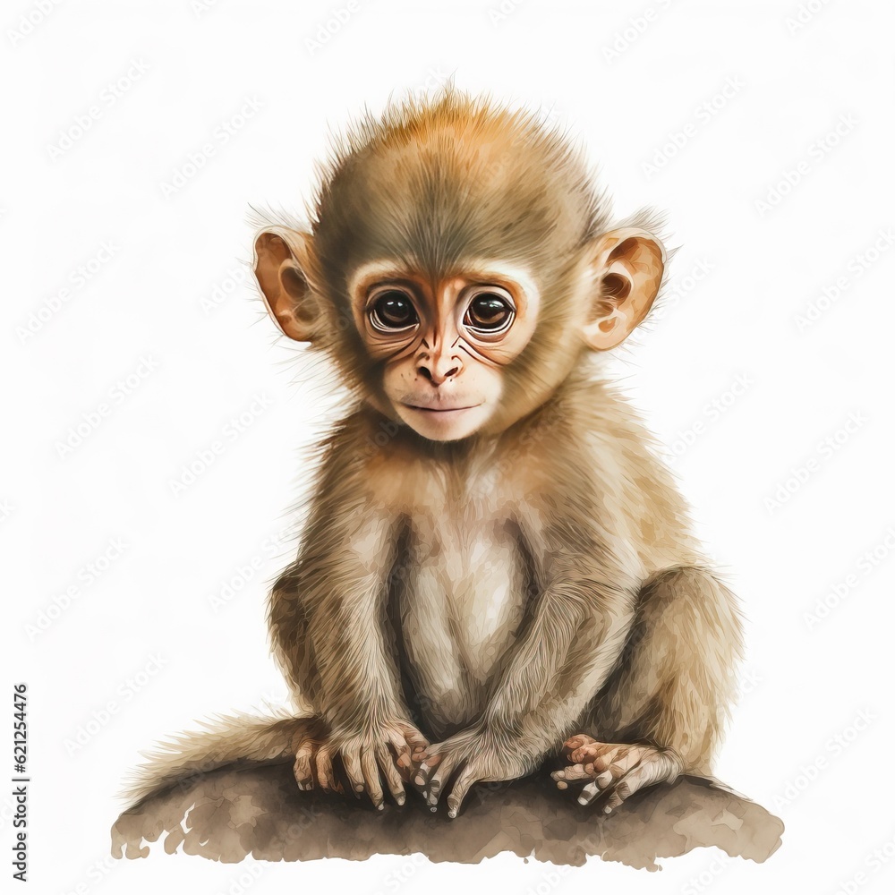 A small monkey sitting on top of a rock created with Generative AI technology A small monkey sitting on top of a rock created with Generative AI technology