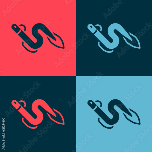 Pop art Eel fish icon isolated on color background. Vector