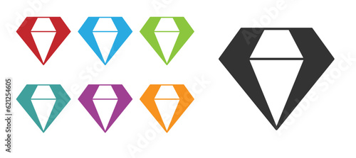 Black Diamond icon isolated on white background. Jewelry symbol. Gem stone. Set icons colorful. Vector
