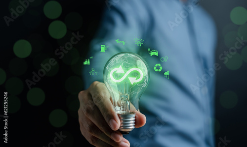 Wallpaper Mural Green Infinity symbol with business economy environment sustainable for future investment growth and reduce pollution environment for future concept. Torontodigital.ca