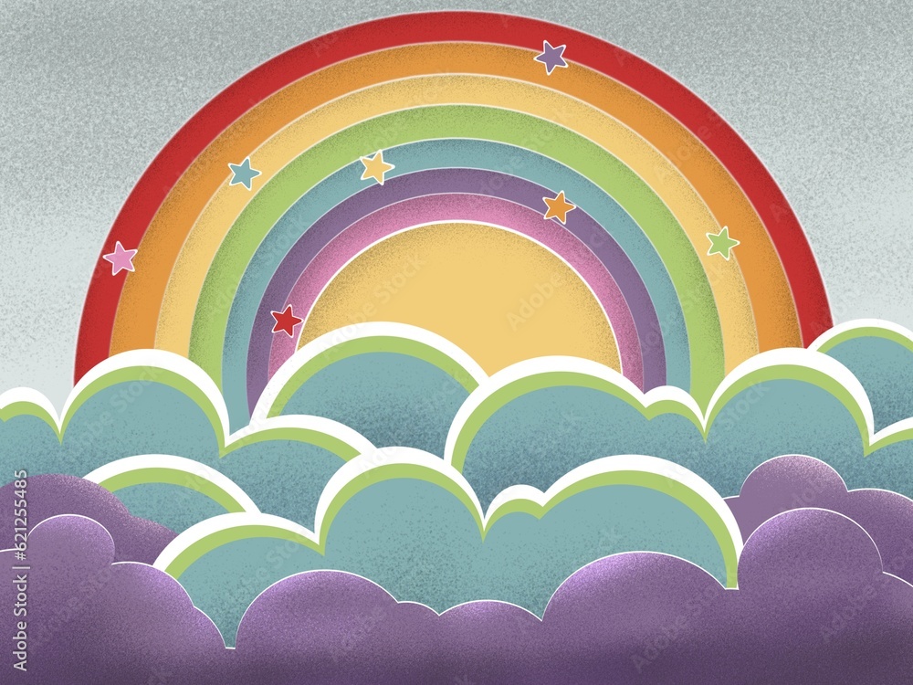 Retro rainbow and clouds Retro rainbow and clouds