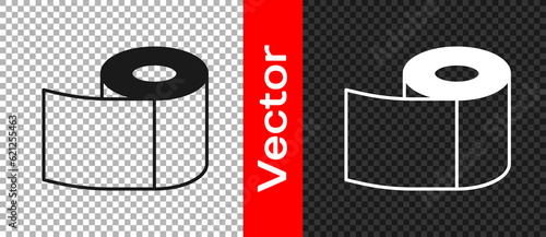 Black Toilet paper roll icon isolated on transparent background. Vector