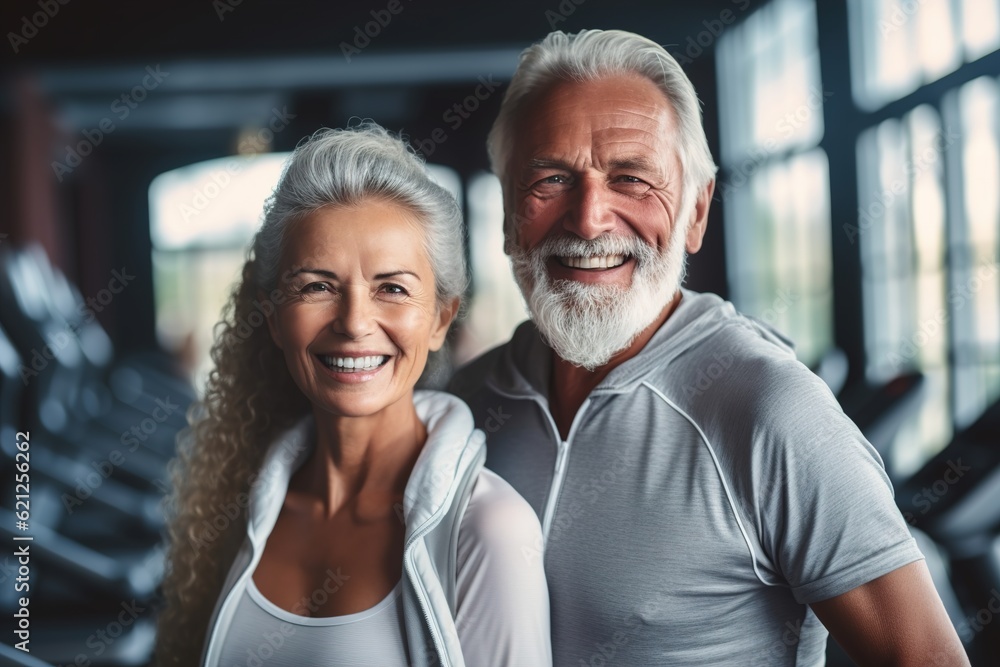 senior woman man exercise gym fitness couple sport healthy elderly health training active happy treadmill old fit mature female adult workout body vitality generative ai senior woman man exercise gym fitness couple sport healthy elderly health training active happy treadmill old fit mature female adult workout body vitality generative ai