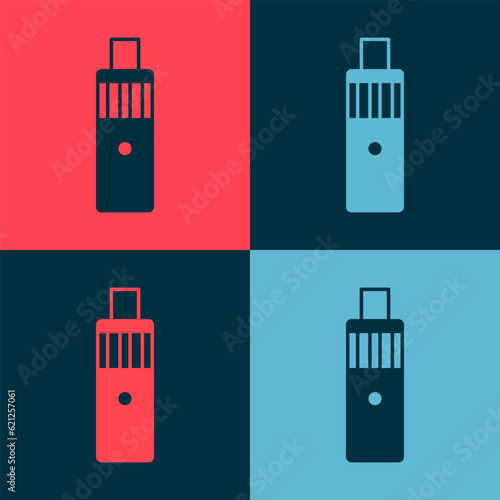 Pop art Vape mod device icon isolated on color background. Vape smoking tool. Vaporizer Device. Vector