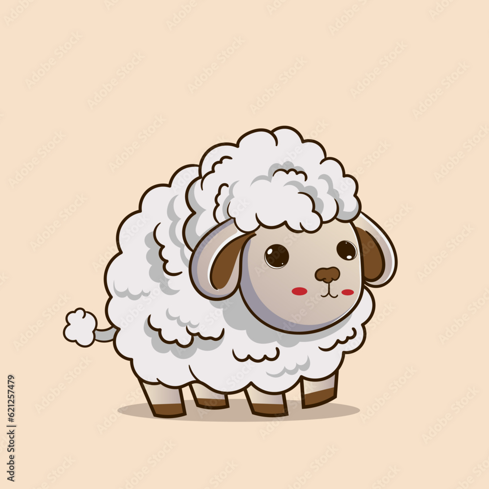 Cute Sheep and Ram isolated retro illustration. Standing Sheeps silhouette on white. Farm fanny milk young animals Cute Sheep and Ram isolated retro illustration. Standing Sheeps silhouette on white. Farm fanny milk young animals