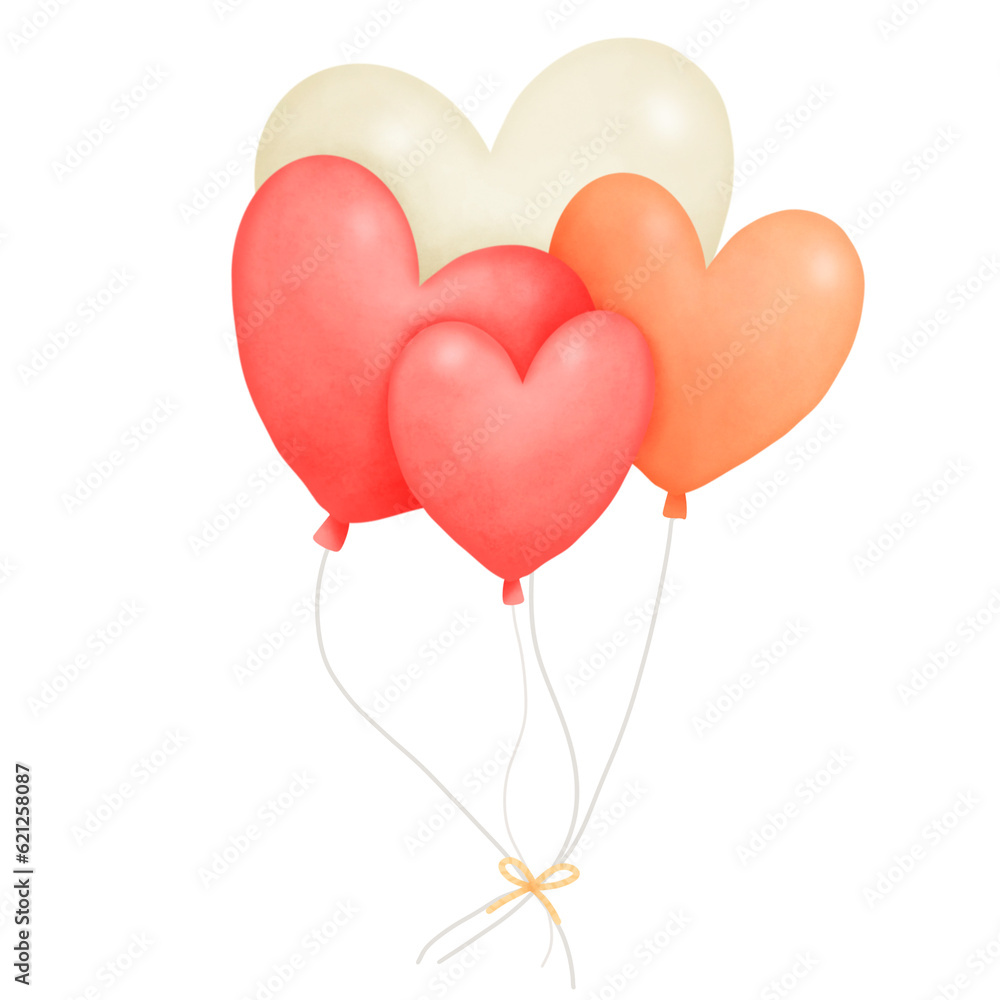 balloonsheart ,balloons pastel watercolor 