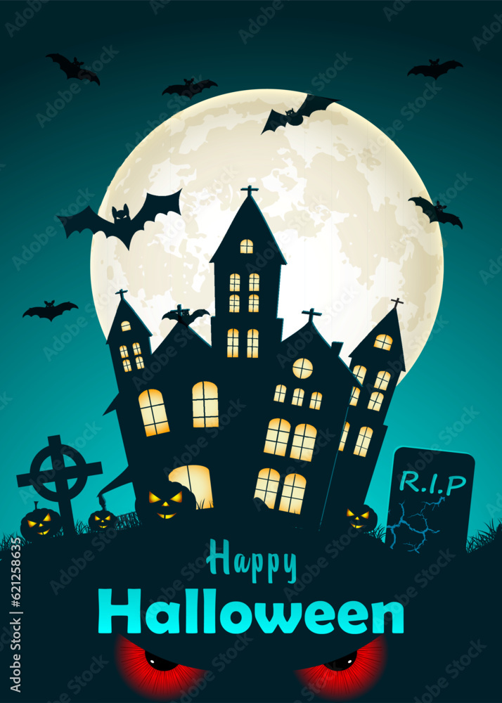 Happy Halloween poster design vector halloween background.