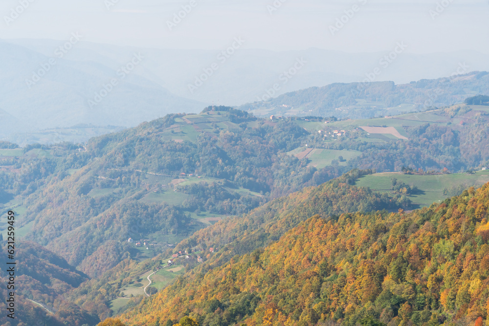 Autumn landscape in the mountains.