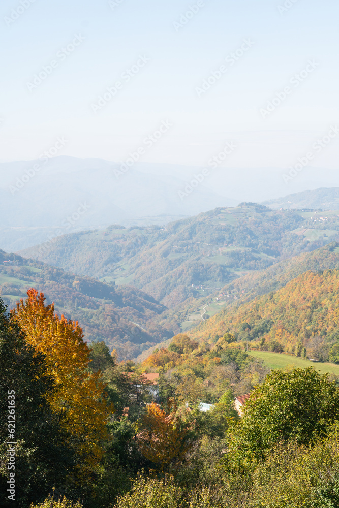 Autumn landscape in the mountains.