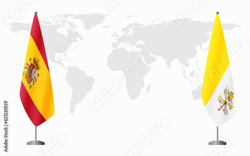 Spain and Vatican flags for official meeting