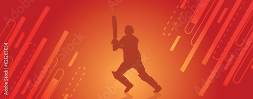 red abstract background poster with batsman 