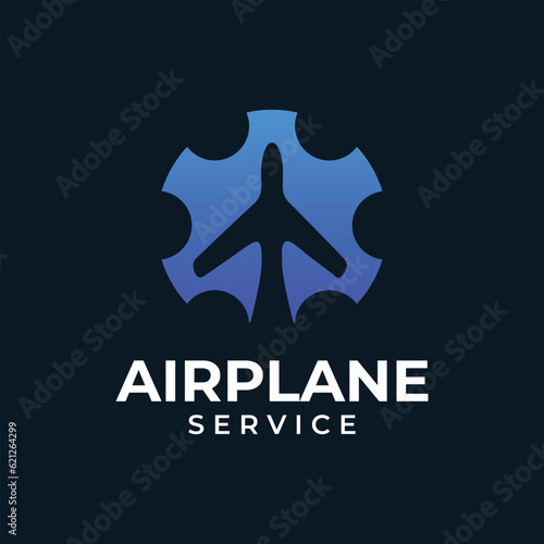 Airplane service logo design vector template