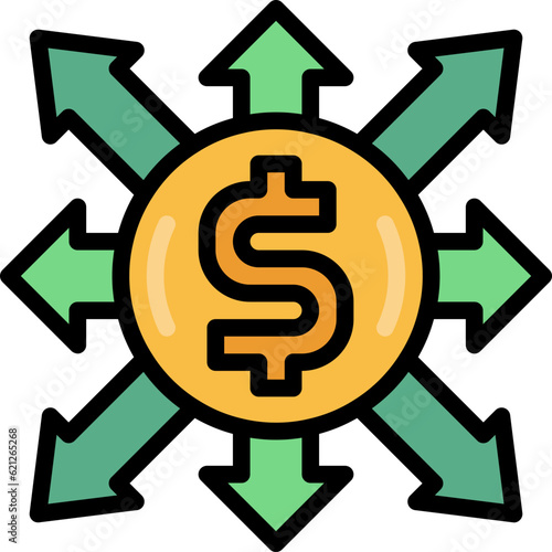 money flow filled outline icon