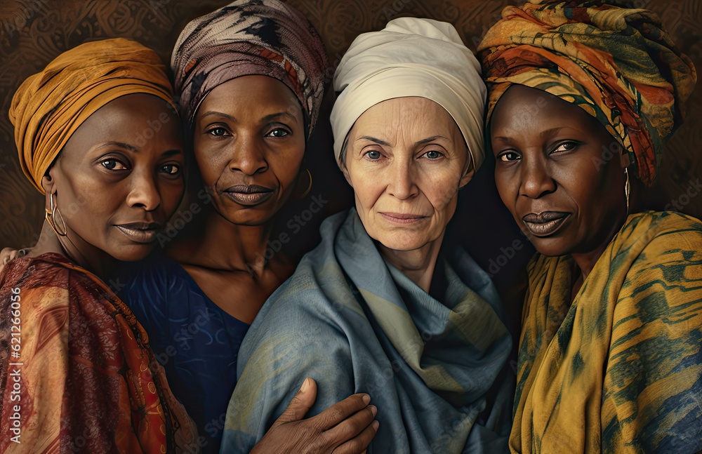 Generative AI illustration of beautiful multi cultural multi racial and various age women Generative AI illustration of beautiful multi cultural multi racial and various age women