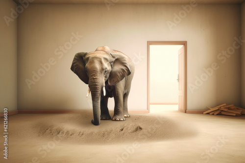 The Great Elephant Escape: A Sand-Room Adventure. Generative AI