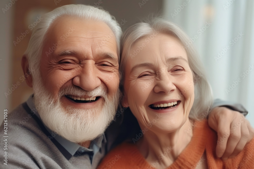 Euphoric Elderly Couple Celebrating Life. Generative AI