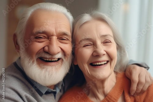 Euphoric Elderly Couple Celebrating Life. Generative AI